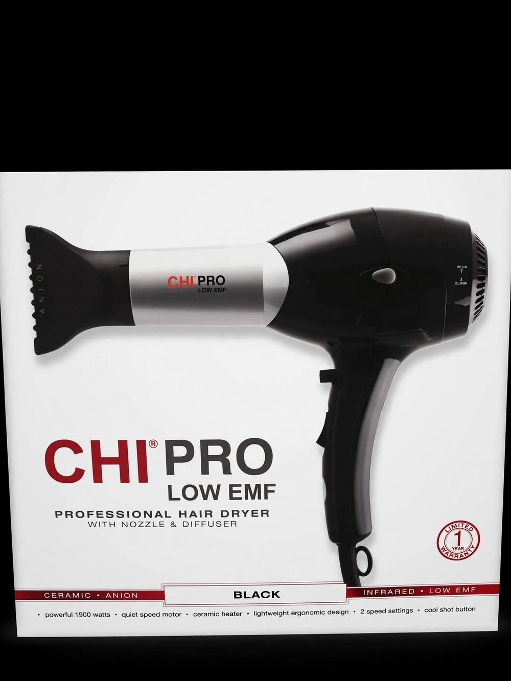Low EMF Professional Hair Dryer - Black